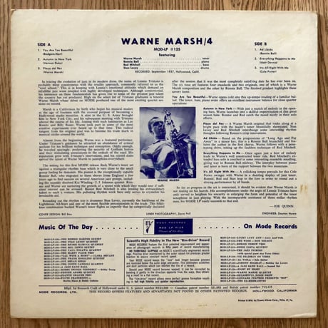WARNE MARSH - Music for Prancing (MODE MODLP#125)