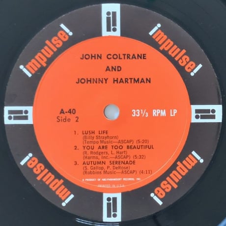 JOHN COLTRANE & JOHNNY HARTMAN - John Coltrane and Johnny Hartman (impulse! A-40)