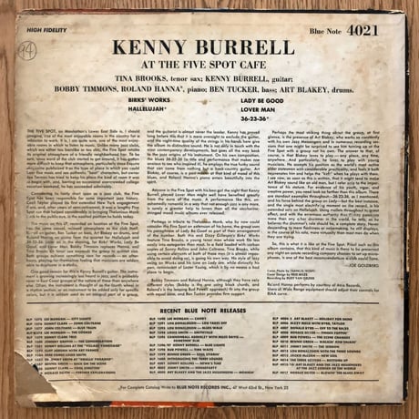 KENNY BURRELL - On View at The Five Spot Cafe (BLUE NOTE BLP4021)