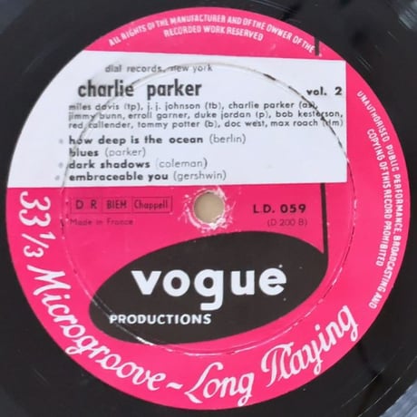 CHARLIE PARKER - Vol.2 (VOGUE L.D.059)