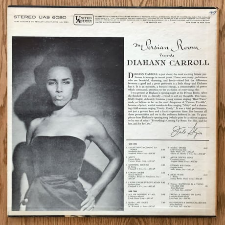 DIAHANN CARROLL - The Perisian Room Presents (UNITED ARTISTS UAS6080)