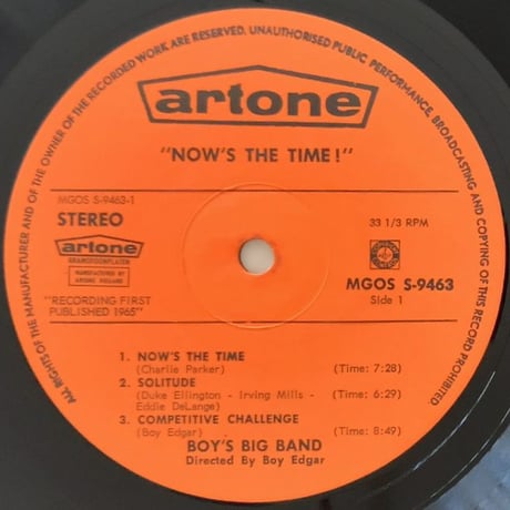 BOY'S BIG BAND (Boy Edgar) - Now's The Time (ARTONE MGOS S-9463)