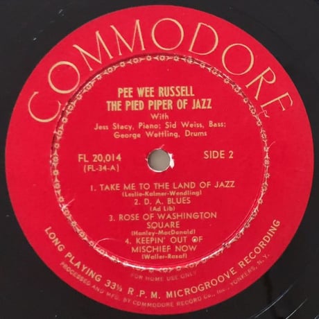 PEE WEE RUSSELL - The Pied Piper of Jazz (COMMODORE FL20,014)