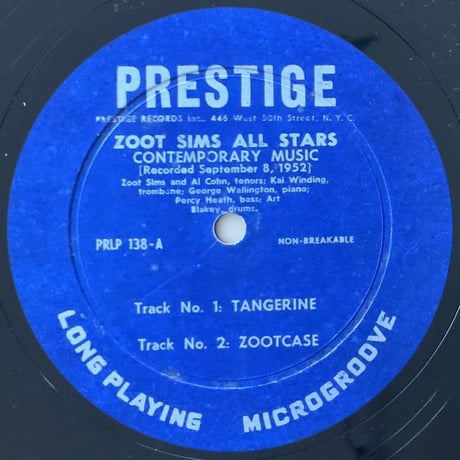 ZOOT SIMS - Contemporary Music (PRESTIGE PRLP138)