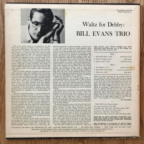 BILL EVANS - Waltz for Debby (RIVERSIDE RLP399)