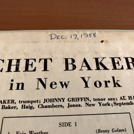 CHET BAKER - in New York (RIVERSIDE RLP12-281)