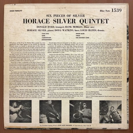 HORACE SILVER - 6 Pieces of Silver (BLUE NOTE BLP1539)