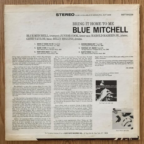 BLUE MITCHELL - Bring It Home To Me (BLUE NOTE BST84228)