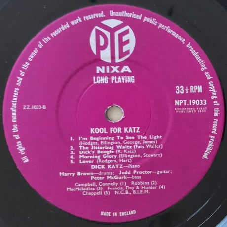 DICK KATZ - Kool fro Katz (PYE NPT19033)