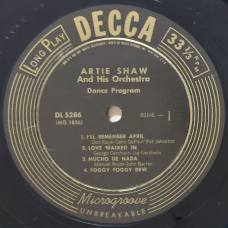 ARTIE SHAW - Dance Program (DECCA DL5286)