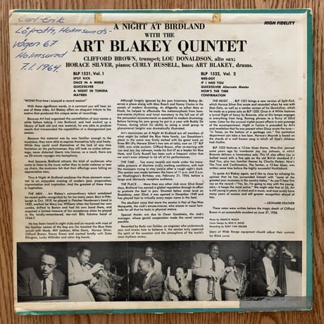 ART BLAKEY - a Night at Birdland Vol.2 (BLUE NOTE BLP1522)