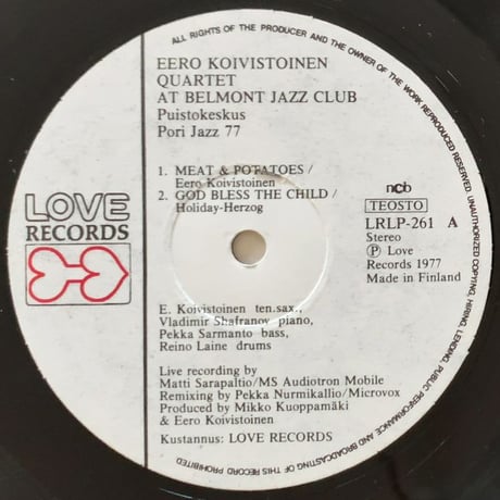 EERO KOIVISTOINEN - At Belmont Jazz Club (LOVE LRLP261)