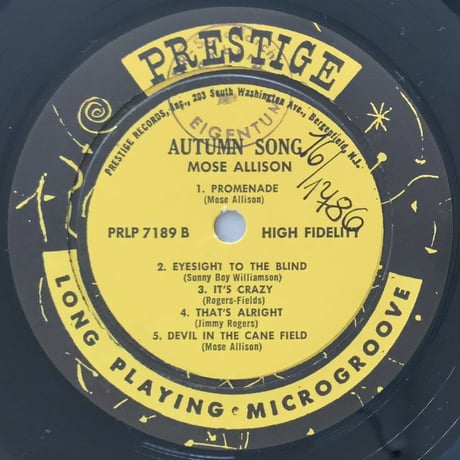 MOSE ALLISON - Autumn Song (PRESTIGE PRLP7189)