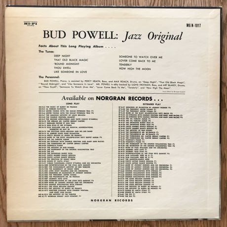 BUD POWELL - Jazz Original (NORGRAN MGN-1017)