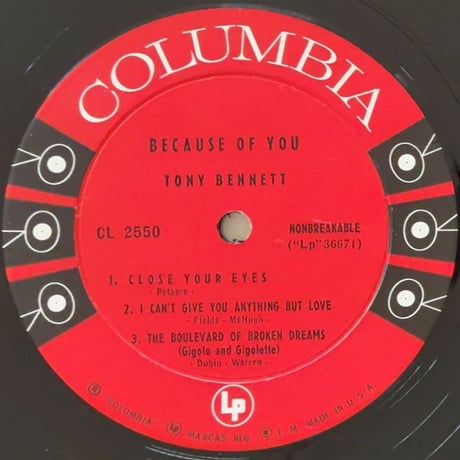 TONY BENNETT - Because Of You (COLUMBIA CL2550)