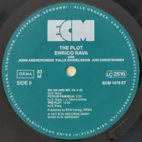 ENRICO RAVA - The Plot (ECM ECM1078)