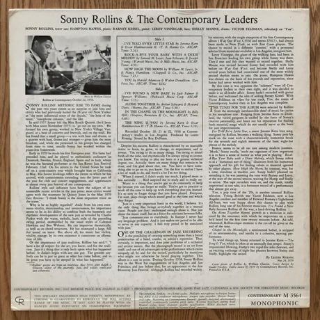 SONNY ROLLINS - and The Contemporary Leaders (CONTEMPORARY M3564)
