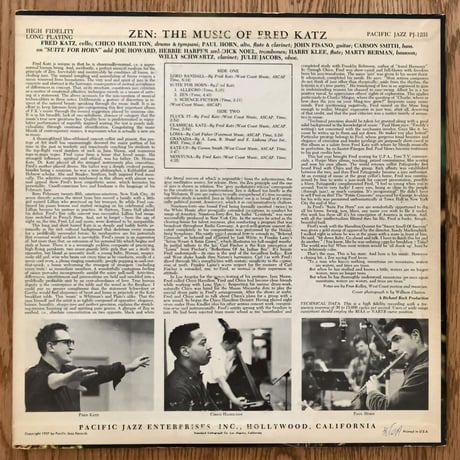 FRED KATZ with PAUL HORN - Zen (PACIFIC JAZZ PJ-1231)