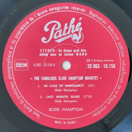 SLIDE HAMPTON - The Fabulous Slide Hampton Quartet (PATHE/EMI C062-10156)