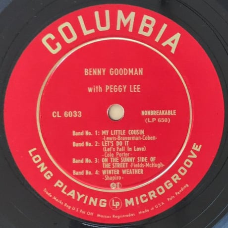 BENNY GOODMAN - PEGGY LEE - Benny Goodman with Peggy Lee (COLUMBIA CL6033)