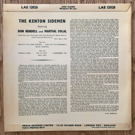 DON RENDELL & MARTIAL SOLAL - Kenton Sidemen (VOGUE LAE12028)