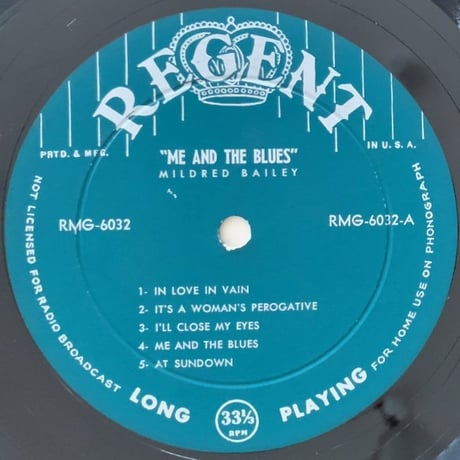 MILDRED BAILEY - Sings Me and The Blues (REGENT RMG6032)
