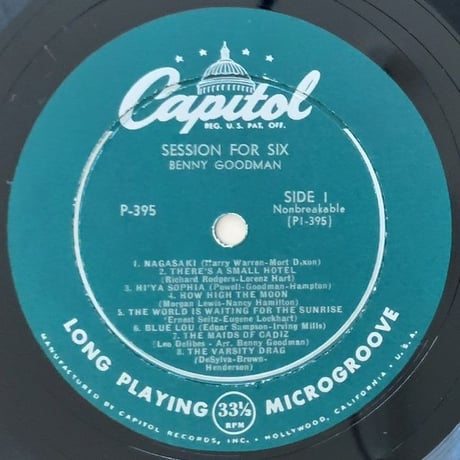 BENNY GOODMAN - Session for Six (CAPITOL P-395)