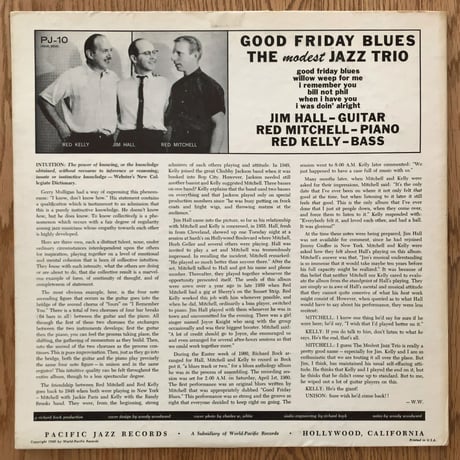 THE MODEST JAZZ TRIO - Good Friday Blues (PACIFIC JAZZ PJ-10)