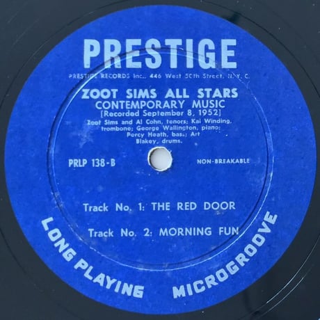 ZOOT SIMS - Contemporary Music (PRESTIGE PRLP138)