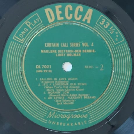 V.A.(Marlene Dietrich, Libby Holman) - Curtain Call (DECCA DL7021)