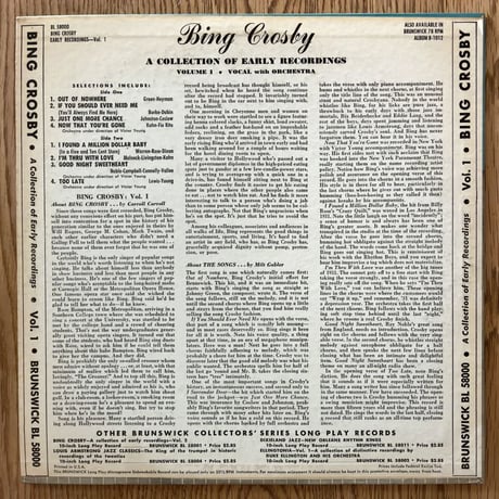 BING CROSBY - A Collection of His Early Recordings Vol.1 (BRUNSWICK BL5800)