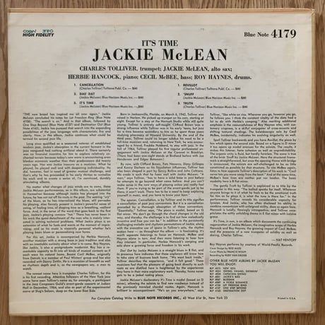 JACKIE McLEAN - It's Time! (BLUE NOTE BLP4179)