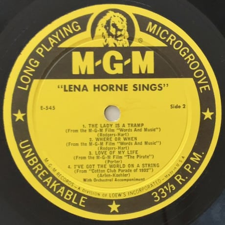 LENA HORNE - Lena Horne Sings (MGM E-545)