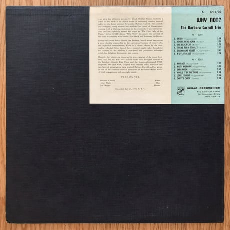 BARBARA CARROLL - Why Not ? (SESAC N3201/02)