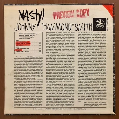 JOHNNY "HAMMOND" SMITH - Nasty (PRESTIGE PRST7588)