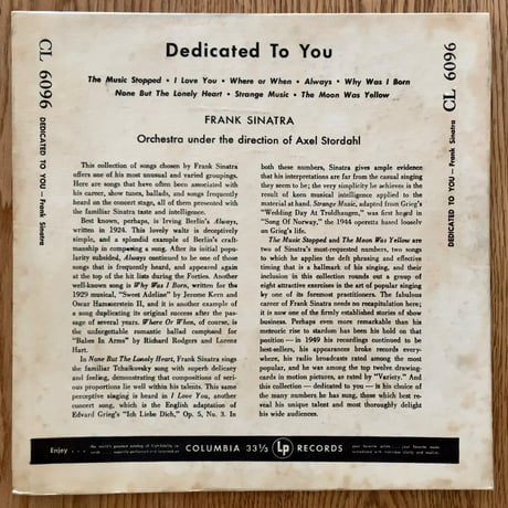 FRANK SINATRA - Dedicated to You (COLUMBIA CL6096)