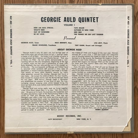 GEORGIE AULD - Georgie Auld Quintet Vol.1 (ROOST RLP403)