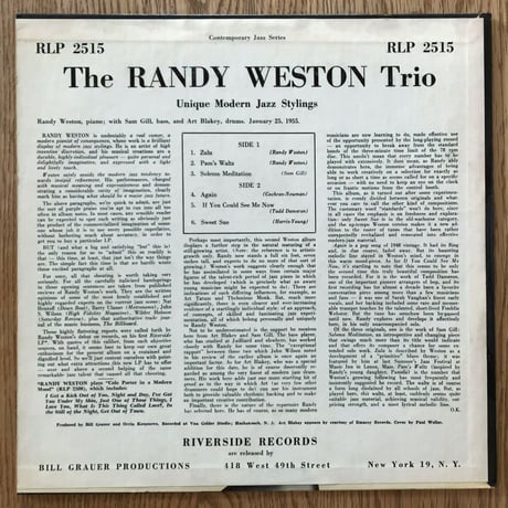 RANDY WESTON - The Randy Weston Trio (RIVERSIDE RLP2515)