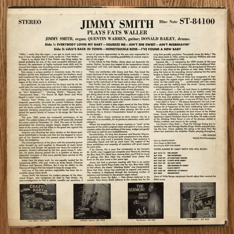 JIMMY SMITH - Plays Fats Waller (BLUE NOTE BST84100)