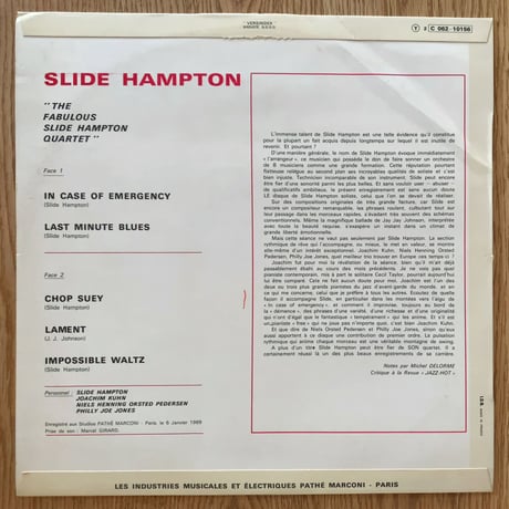 SLIDE HAMPTON - The Fabulous Slide Hampton Quartet (PATHE/EMI C062-10156)