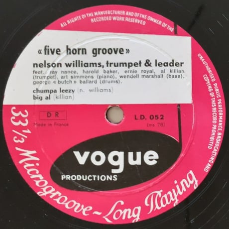 NELSON WILLIAMS - Five Horn Groove (VOGUE L.D.052)