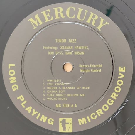 V.A.(Coleman Hawkins, Don Byas, Tab Smith, Corky Corcoran, etc.) - Tenor Jazz (MERCURY MG20016)