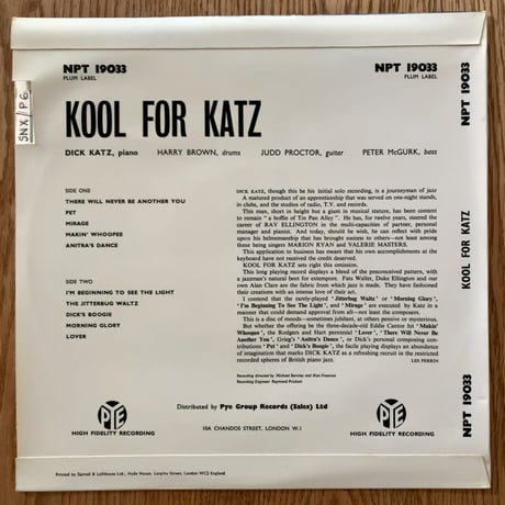 DICK KATZ - Kool fro Katz (PYE NPT19033)