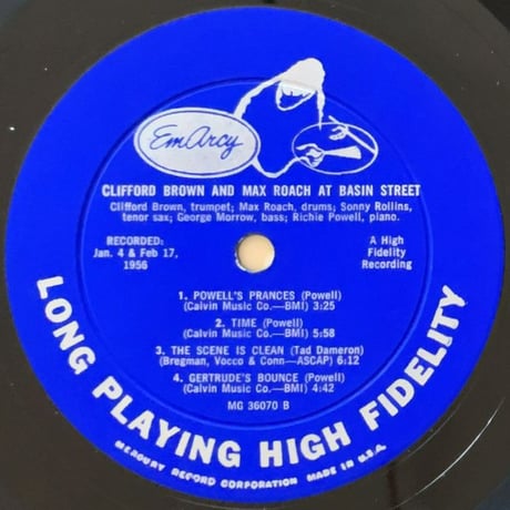 CLIFFORD BROWN & MAX ROACH - at Basin Street (EMARCY MG36070)