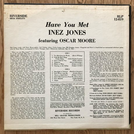 INEZ JONES feat. OSCAR MOORE - Have You Met Inez Jones (RIVERSIDE RLP12-819)