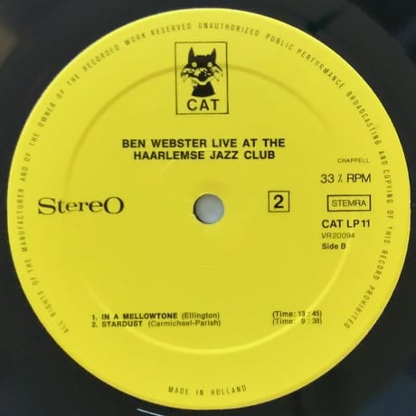 BEN WEBSTER - Live at The Haarlemse Jazz Club (CAT CAT LP11)