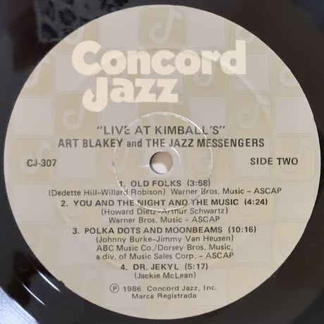 ART BLAKEY - Live at Kimball's (CONCORD CJ-307)