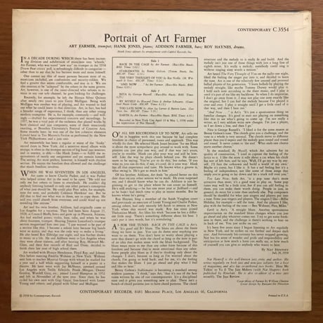 ART FARMER - Portrait Of Art Farmer (CONTEMPORARY M3554)