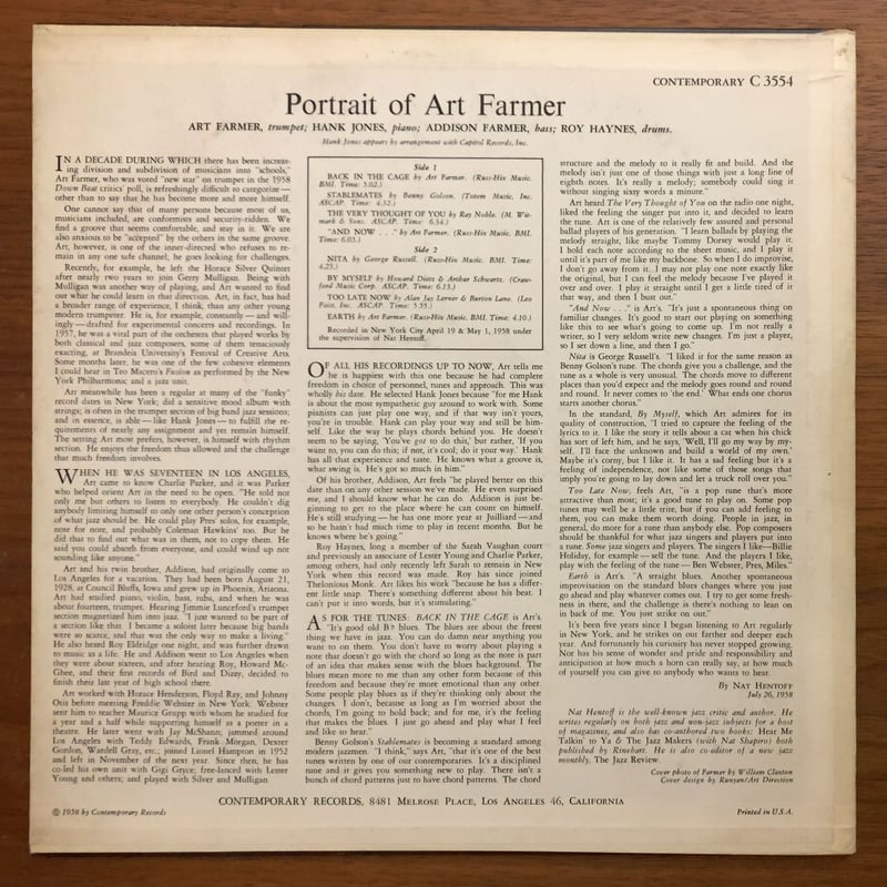 ART FARMER - Portrait Of Art Farmer (CONTEMPORA