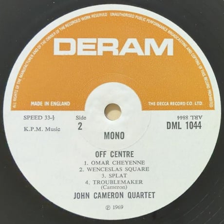 JOHN CAMERON - Off Centre (DERAM DML1044) Mono